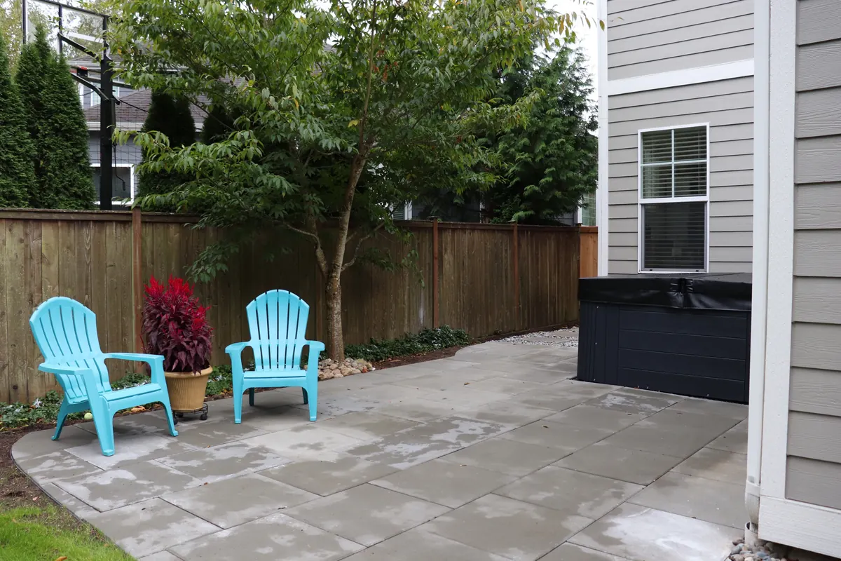 A large paver style patio
